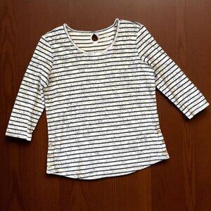 L.L. Bean stripe and floral top w/ three quarter length sleeves